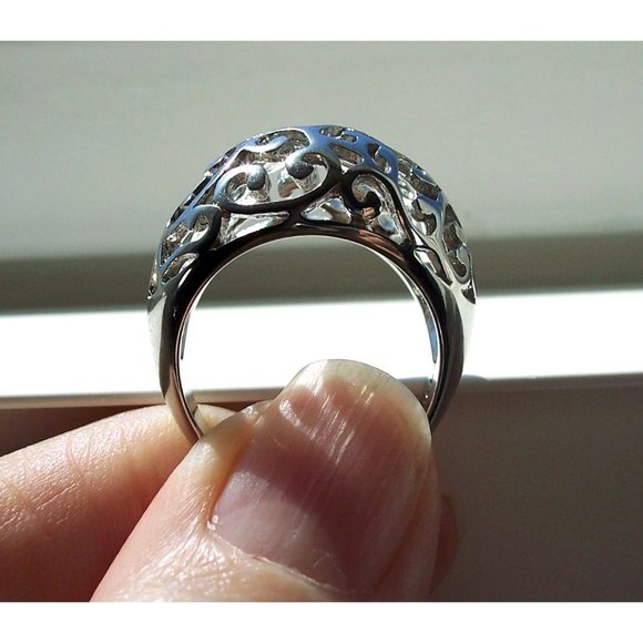 STAINLESS STEEL Open Work Design Dome Ring - Picture 6 of 14